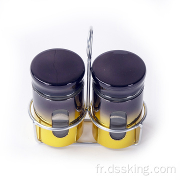Deux couleurs à deux pièces Kitchen Plastic Spice Jar Set Process Electroplate Noust Style